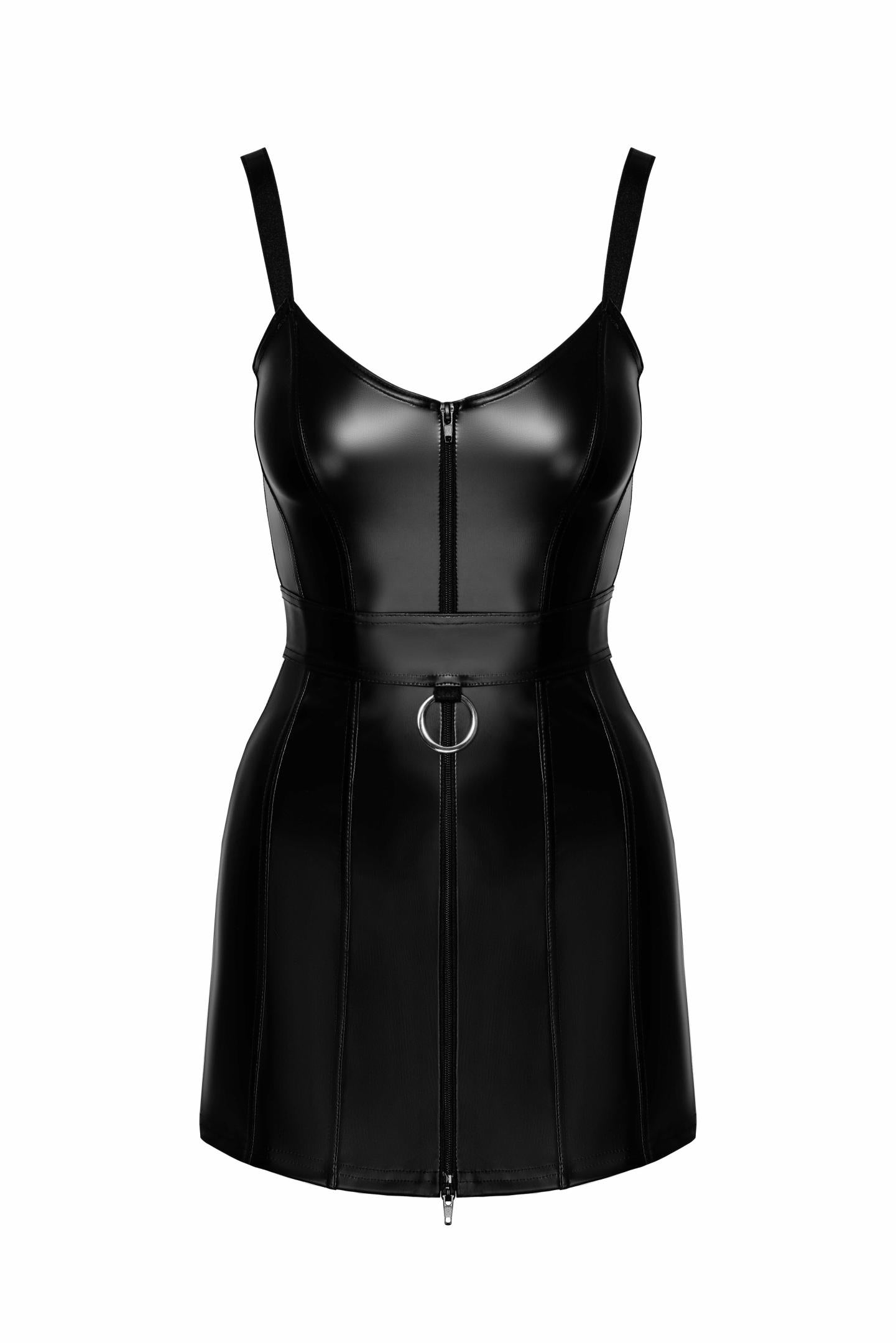 F320 Starlet wetlook minidress with ring belt - 3XL-0