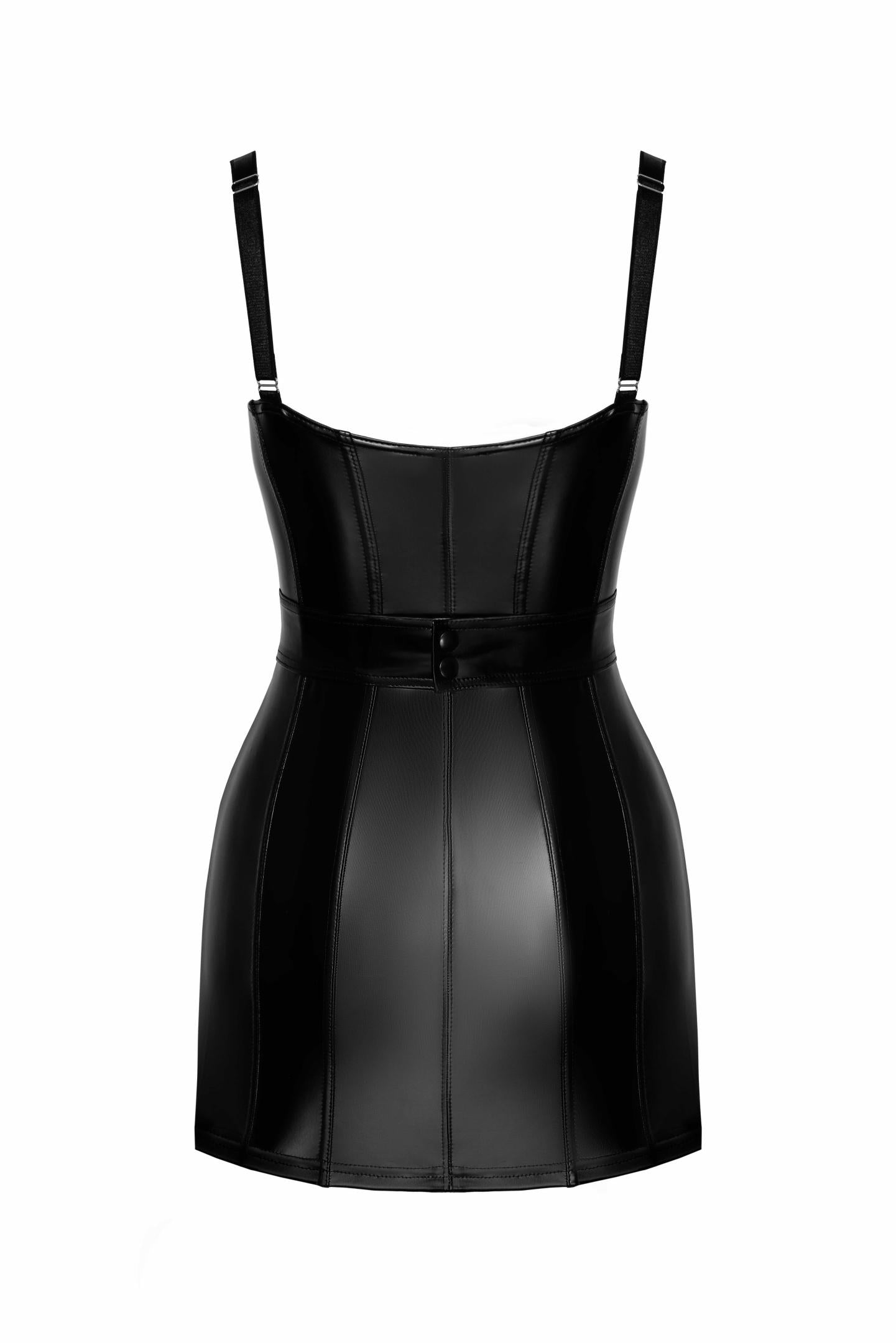 F320 Starlet wetlook minidress with ring belt - 3XL-1
